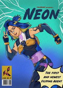 Half-Body Sample (Neon from VALORANT comic book cover style)